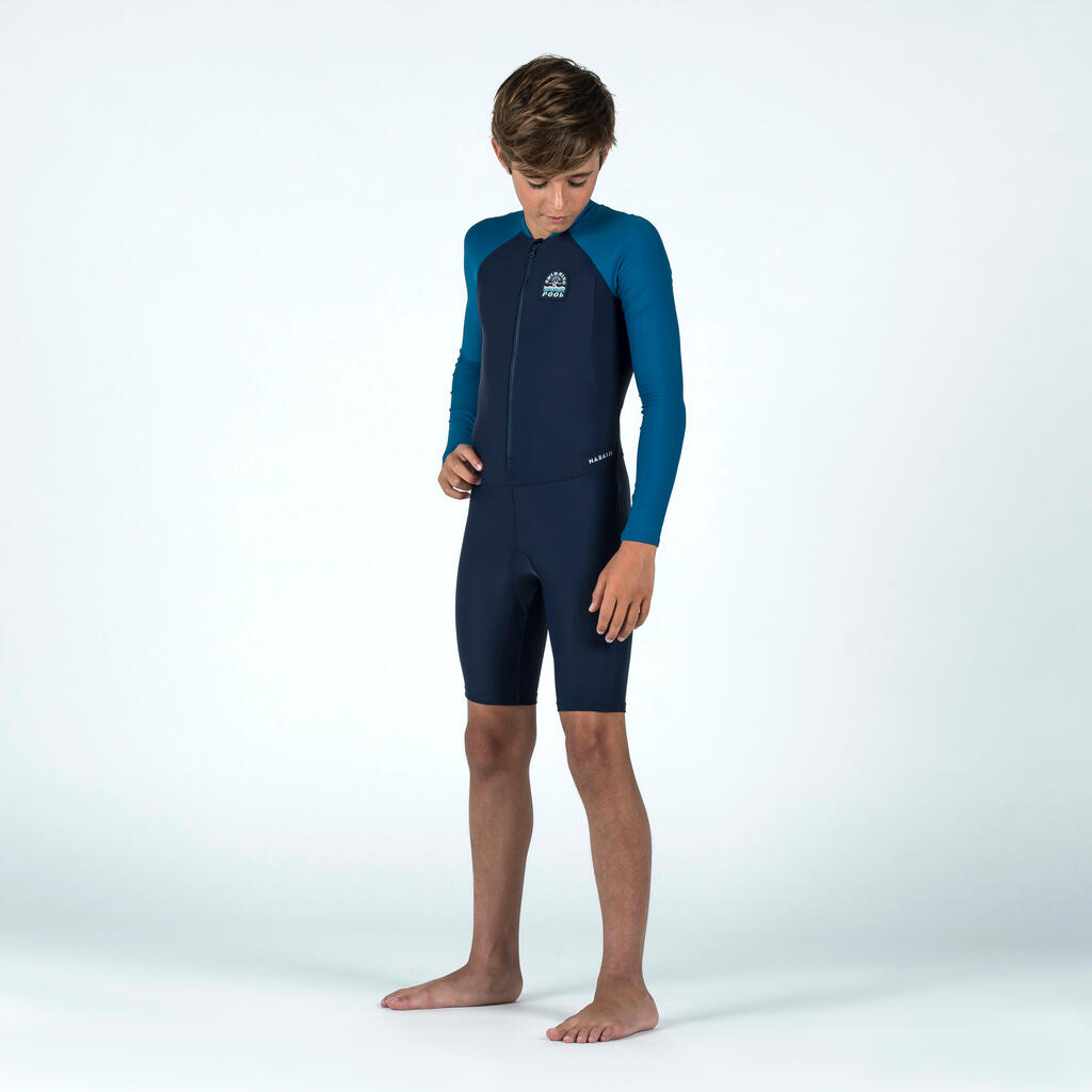 Boys' Wetsuit - Shorty 100 Long-Sleeved - Two-tone Blue